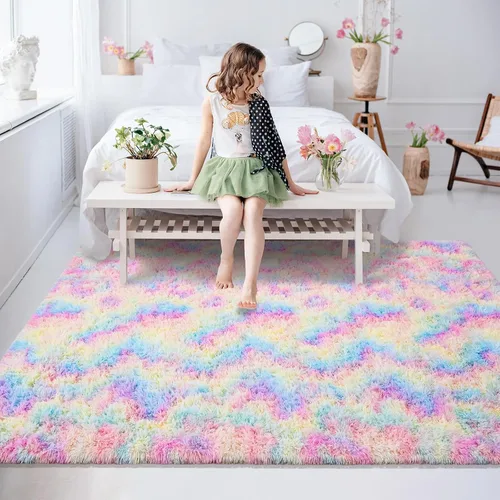 Vista 156 de Softlife Alfombra naranja para dormitorio, alfombra de felpa esponjosa para sala de estar para niñas, alfombra lanuda para niños, alfombra suave
