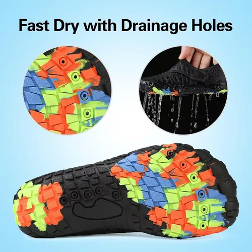 Vista 4 de Zapatos acuáticos para niños y niñas, suela ligera y cómoda, fácil de caminar, calzado acuático y deportivo antideslizante