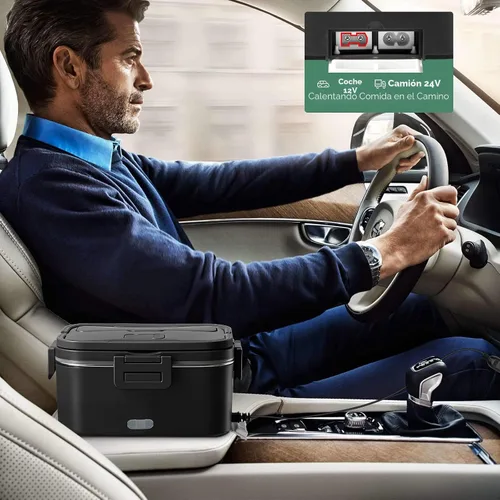 Vista 6 de Fiambrera eléctrica de 100 W para adultos, 1.8 L, portátil, calentada, 12 V/24 V/110 V, lonchera portátil de calentamiento rápido, calentador