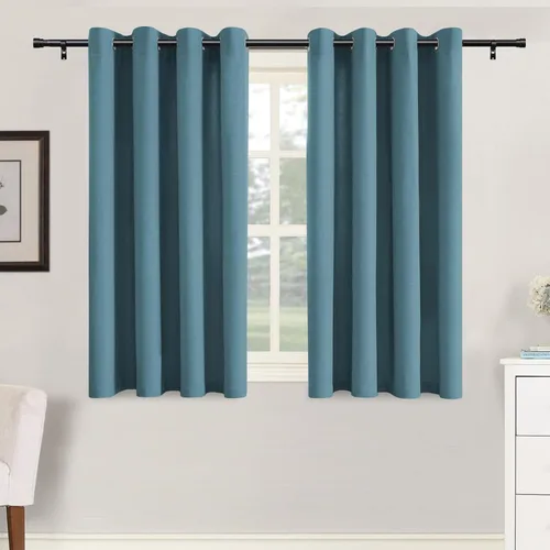 Vista 33 de H.VERSAILTEX Cortinas de cocina texturizadas de lino natural con ojales de 45 pulgadas de largo, lino sintético grueso para oscurecer la habitación