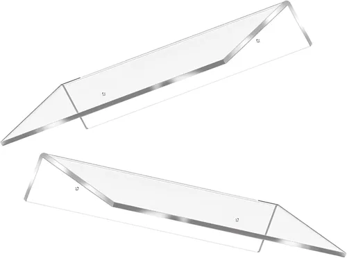 Vista 9 de ULTECHNOVO Estante de acrílico para pared, 2 estantes flotantes de acrílico, estante de pared transparente, ahorro de espacio, organizador flotante