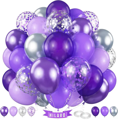Vista 32 de Globos Negros y Naranjas de 12 Pulgadas, Globos de Confeti Negro Naranja Plateado, Globos de Halloween Trick or Treat para Niños y Hombres