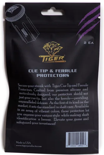 Vista 3 de Tiger Billiard - Protectores de punta para taco de billar y virola - Protectores de eje de silicona premium (paquete de 2) - Se adapta a puntas