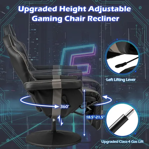 Vista 7 de POWERSTONE Silla reclinable para videojuegos, silla de masaje ajustable con soporte para tazas, reposapiés, sofá individual ergonómico, sala