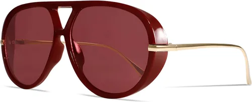 Vista 13 de Lentes de sol estilo aviador retro dorados para mujeres y hombres, 2025 de metal de gran tamaño de los años 70, gafas de sol negras