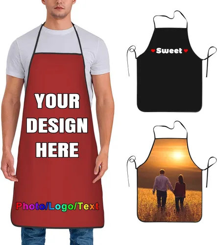 Vista 47 de Delantal de chef personalizado para hombres y mujeres, para cocinar, con nombre, logotipo, foto, regalos de cocina para familiares y amigos