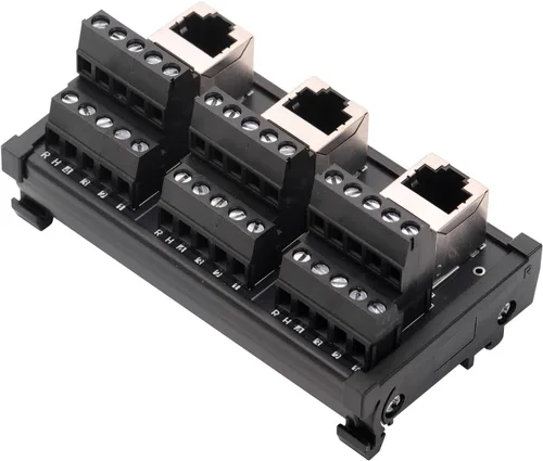 Vista 11 de Placa de distribución de conector Ethernet de montaje en riel DIN RJ45 8P8C, conector de bloque de terminales de conector vertical RJ45