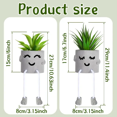 Vista 3 de Planta artificial en maceta, decoración de cubículos de plantas suculentas falsas, lindas plantas de escritorio falsas, patas colgantes, decoración
