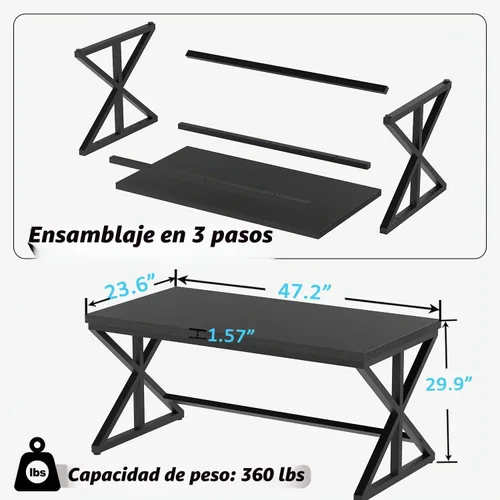 Vista 2 de IBF Escritorio negro de la oficina, escritorio de madera moderno del Roble negro