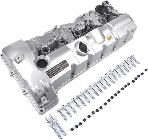 Vista 2 de Kit de cubierta de válvula de motor de aluminio, juntas y tapa de filtro de aceite ya instalados, repuesto para BMW E60 E70 E82 E83 E85 E89 F10 N52