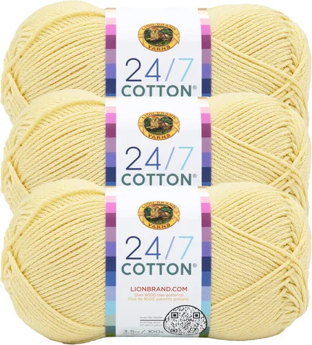 Vista 16 de Lion Brand Yarn - Hilo ligero 24/7 de algodón para tejer, hacer ganchillo y manualidades, Ámbar, paquete de 1 Light Worsted 100% Mercerized Cotton
