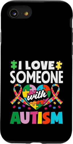 Vista 18 de Love Someone with Autism Awareness Puzzle Piece Ribbon Case for iPhone 16