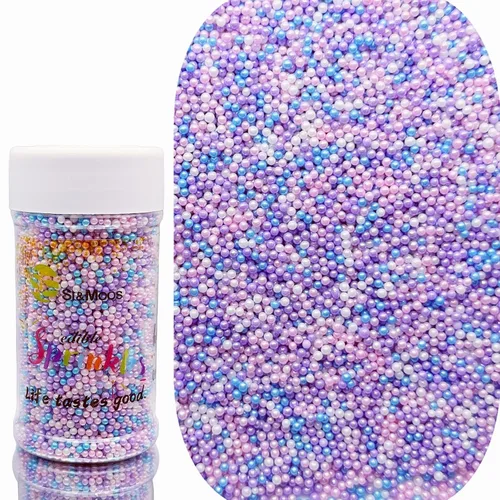 Vista 20 de SE Si&Moos Pink Nonpareil Sprinkles - Mini perlas comestibles de 0.079 in Rosa bebé