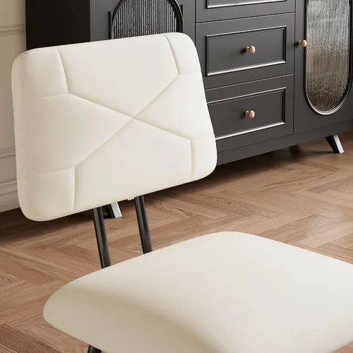 Vista 7 de VECELO Juego de 2 sillas de comedor apilables de piel sintética copetuda Beige