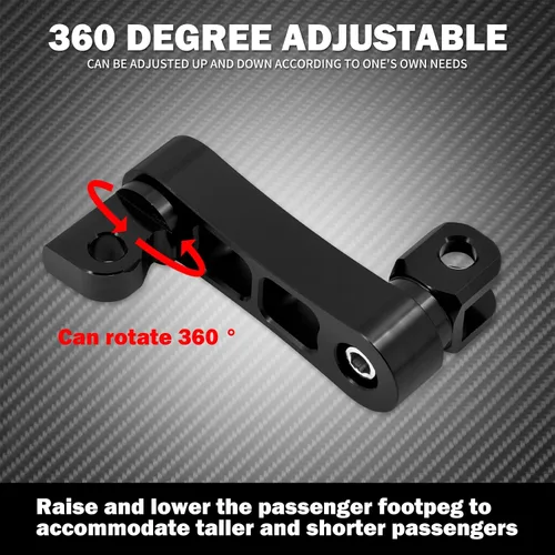 Vista 4 de Estriberas Ajustables para Carretera Clavijas de Montaje Masculino Soporte de Extensiones con Abrazadera Compatible con Harley Sportster Dyna