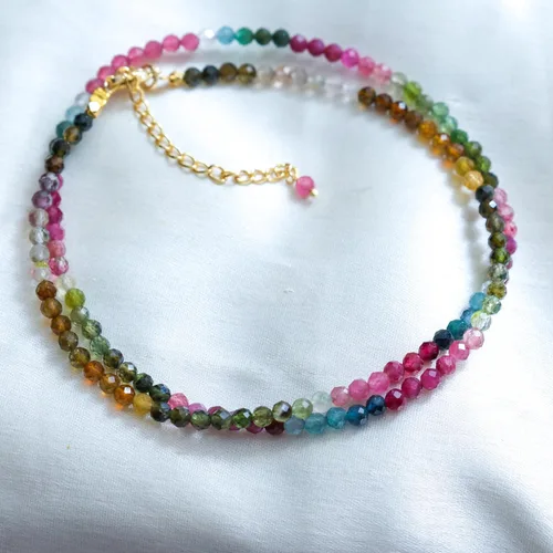 Vista 19 de Gempires - Collar de cuentas de piedras naturales hechas a mano, joyería de cristal hipoalergénica de 20 pulgadas, chapado en oro, joyería de moda