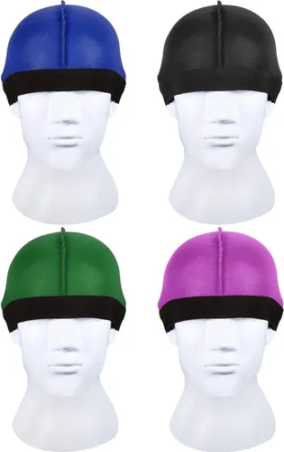 Vista 3 de 8 gorras de seda Durag con ondas elásticas para la cabeza, cola larga, correas anchas