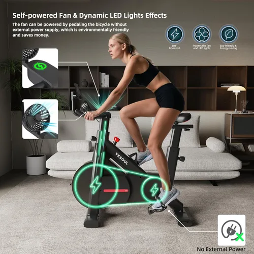 Vista 3 de Yesoul Black Exercise Bike for Home, Low Noise Indoor Cycling Bike for Home Gym Electric Stationary Bike with Tablet Mount & Comfortable Seat