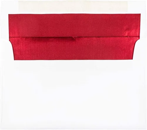 Vista 24 de JAM PAPER Sobres de invitación de papel aluminio A2 - 4 3/8 x 5 3/4 - Blanco con rojo - 50