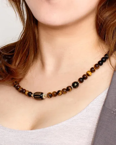 Vista 3 de Jewever Feng Shui - Collares de obsidiana negra con ojo de tigre para mujeres y hombres, collar de cristales curativos que trae buena suerte