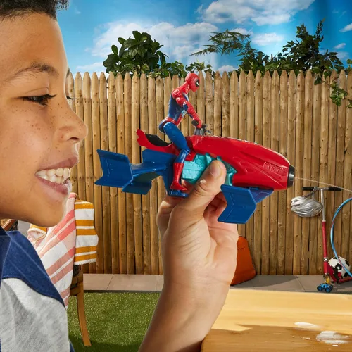 Vista 7 de Marvel Epic Hero Series Web Splashers Spider-Man Hydro Jet Blast, figura de acción de 4 pulgadas y juego de vehículos, juguetes de superhéroes