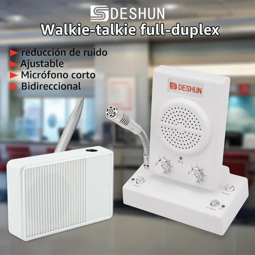 Vista 2 de DESHUN Altavoz de intercomunicación de ventana, intercomunicador de ventana de 2 vías, micrófono de intercomunicación de contador de ventana