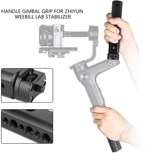 Vista 2 de Mango Gimbal Grip Handlebar Handheld Gimbal Estabilizador con 1/4 "y 3/8 "Tornillo Agujero Gimbal Extensión Soporte para Estabilizador