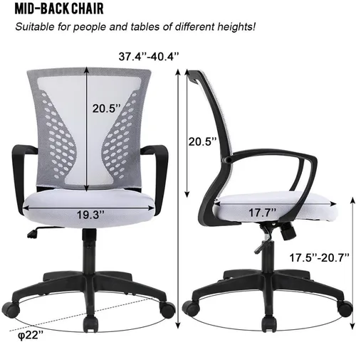 Vista 7 de HHS Silla de oficina ergonómica de malla, silla de computadora giratoria con ruedas, cómoda silla ejecutiva con soporte lumbar, sillas de gestión