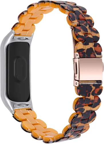 Vista 2 de Mi Band 7 - Correa de resina Barcelet, correa de repuesto de 5.7 a 8.0 pulgadas, pulsera de resina ligera, doble botón, cierre plegable, compatible