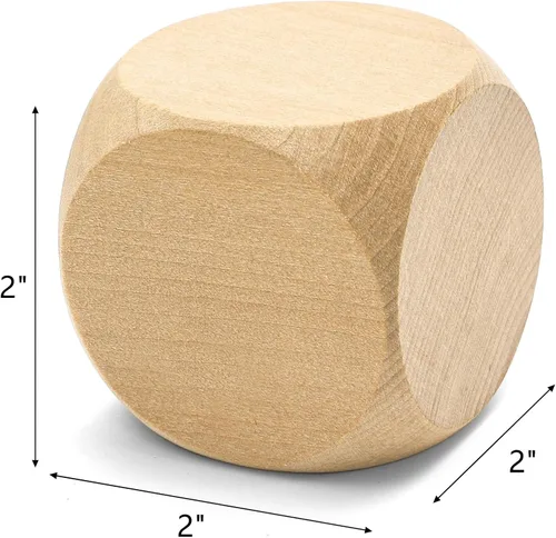 Vista 2 de 20 dados de madera en blanco, bloques cuadrados sin terminar de 2 pulgadas, cubos de madera en blanco de 6 caras con esquinas redondeadas