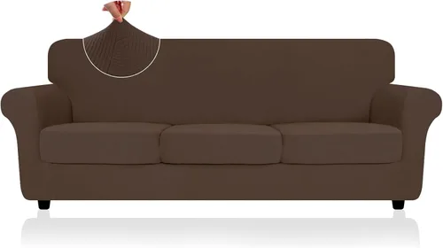 Vista 58 de ZNSAYOTX 2026 Funda de silla a rayas de 2 piezas (79 cm - 117 cm), funda de sillón elástica gruesa con banda elástica antideslizante y lazos