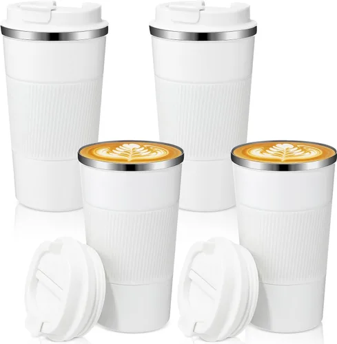 Vista 10 de Sabary - Paquete de 4 tazas de café de viaje de 16 onzas con tapa, color Negro