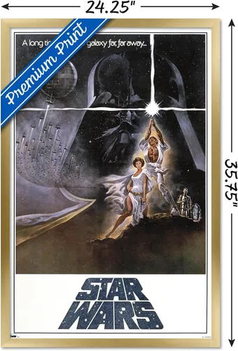 Vista 3 de Star Wars: A New Hope - One Sheet B (No Billing Block) Wall Poster, 34L" x 22.4W", Gold Framed Version Versión con marco dorado