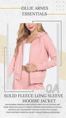 Vista 5 de OLLIE ARNES Sudadera con capucha de moda con cremallera completa para mujer, chaqueta de manga larga