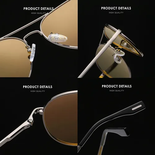 Vista 3 de Lentes de sol polarizados estilo aviador para mujeres y hombres, montura de metal clásica, lentes de sol, 100% protección UV 400, 2.283 in