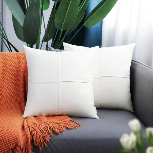 Vista 89 de BRAWARM Fundas de Almohada Decorativas de Cuero Sintético 12 X 20 Pulgadas, Fundas de Almohada Lumbar de Cuero Naranja Paquete de 2, Almohadas