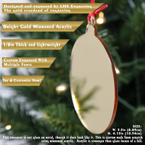 Vista 3 de Adorno de bombilla de Navidad grabado personalizado dorado Los mejores regalos de Navidad para recién casados, bebés primero, bodas, parejas