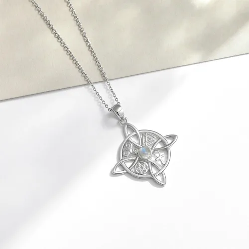 Vista 84 de YAFEINI Collar con dije de nudo de bruja de plata de ley, amuleto de bruja de cruz celta, regalo para mujer
