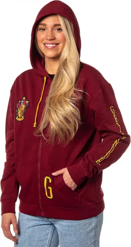 Vista 4 de Bioworld Harry Potter Hogwarts Alumni House Crest - Sudadera ligera con cremallera para mujer