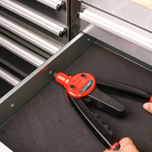 Vista 8 de HAUTMEC Remachadora con diseño automático de rebote que ahorra mano de obra, herramienta de remache de 13" con 5 boquillas intercambiables sin