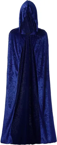 Vista 3 de NC - Disfraz de Halloween con capucha para disfraz de brujas unisex para adultos, Azul Patchwork, 150