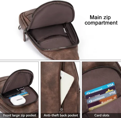 Vista 4 de Bolsos cruzados para mujer, bolso cruzado para mujer, bolso cruzado de cuero para mujer, mochila de viaje