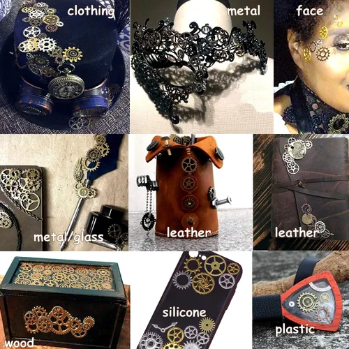 Vista 4 de Y&Y colgantes y dijes de engranajes steampunk de reloj redondo, de aleación, surtidos, engranaje de rueda de reloj para accesorios de elaboración