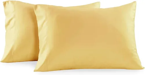 Vista 13 de Royal Tradition Juego de 2 fundas de almohada de viscosa de bambú, juego de 2 fundas de almohada estándar/Queen, color beige sólido, súper suave