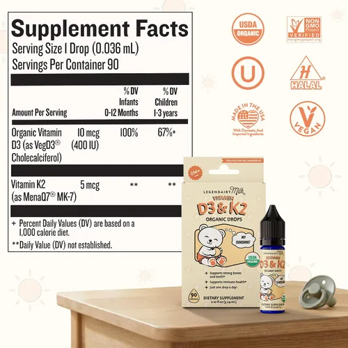 Vista 7 de Legendairy Milk Gotas líquidas orgánicas de vitamina D3 K2 para bebés, 400 UI de gotas de vitamina D para bebés para infantes – Vitamina D