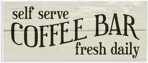 Vista 9 de Stupell Industries Letrero de barra de café con diseño rústico de grano con letras y forrado, placa de pared, 17 x 7 pulgadas