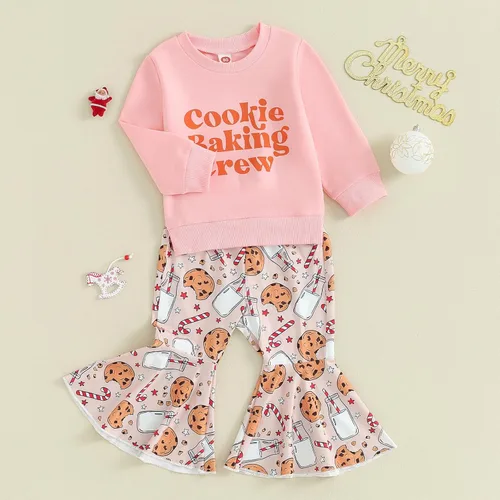 Vista 2 de DuAnyozu Traje de Halloween para bebé niña, camiseta de manga larga, camiseta con letras de calabaza, pantalones de campana, ropa de otoño + diadema