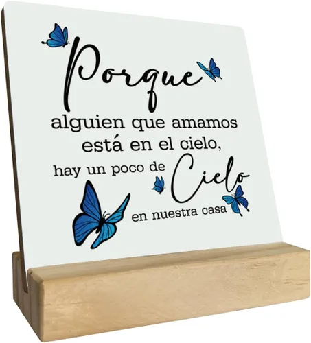 Vista 6 de Placa de madera de condolencia, regalo religioso español para la pérdida de un ser querido, soporte de madera, letrero de estilo español, regalo