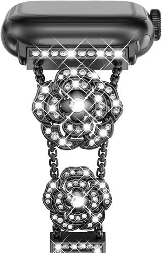 Vista 7 de NewWays for Apple Watch Band Series 11 10 46mm 42mm Series 9/8/7 41mm 45mm Series 6/5/4 40mm 44mm Series 3 42mm 38mm Women, Sparkling Bling Diamonds