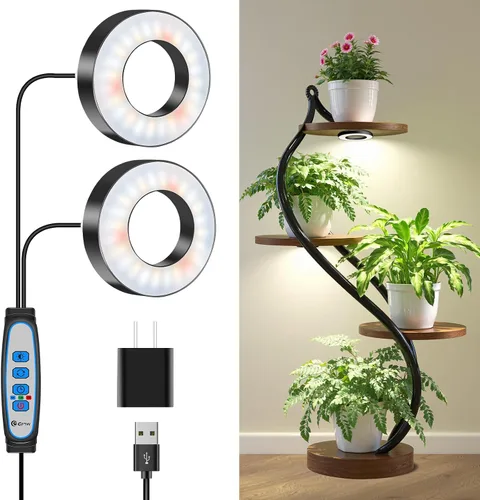 Vista 11 de Wiaxulay Luces de cultivo para plantas de interior, 48 luces LED de espectro completo, lámpara de cultivo debajo del gabinete con temporizador